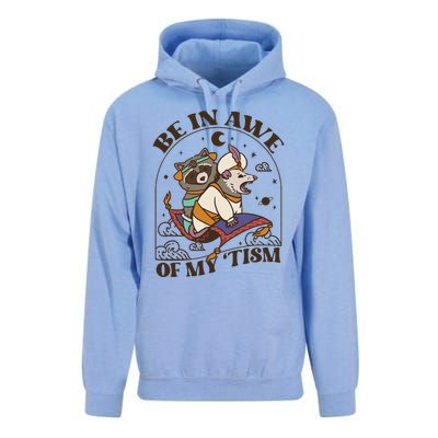 Funny Be In Awe Of My Tism Raccoon Possum Unisex Surf Hoodie