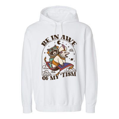 Funny Be In Awe Of My Tism Raccoon Possum Garment-Dyed Fleece Hoodie