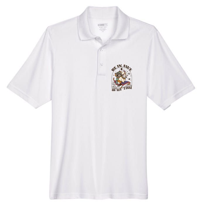 Funny Be In Awe Of My Tism Raccoon Possum Men's Origin Performance Pique Polo