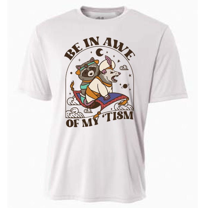 Funny Be In Awe Of My Tism Raccoon Possum Cooling Performance Crew T-Shirt