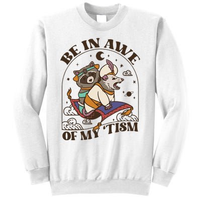 Funny Be In Awe Of My Tism Raccoon Possum Sweatshirt