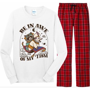 Funny Be In Awe Of My Tism Raccoon Possum Long Sleeve Pajama Set