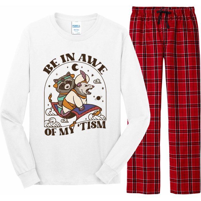 Funny Be In Awe Of My Tism Raccoon Possum Long Sleeve Pajama Set