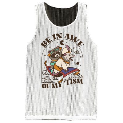 Funny Be In Awe Of My Tism Raccoon Possum Mesh Reversible Basketball Jersey Tank