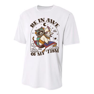 Funny Be In Awe Of My Tism Raccoon Possum Performance Sprint T-Shirt