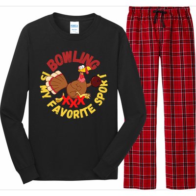 Funny Bowling Is My Favorite Sport Strike Turkey Bowl Gift Long Sleeve Pajama Set