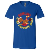 Funny Bowling Is My Favorite Sport Strike Turkey Bowl Gift V-Neck T-Shirt