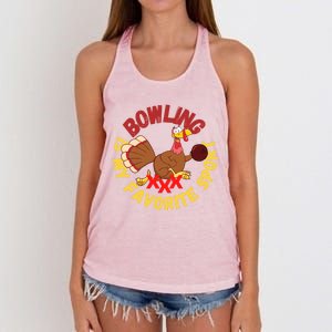 Funny Bowling Is My Favorite Sport Strike Turkey Bowl Gift Women's Knotted Racerback Tank