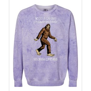 Funny Bigfoot Is Confused Often With Sasquatch Yeti Never Complains Colorblast Crewneck Sweatshirt