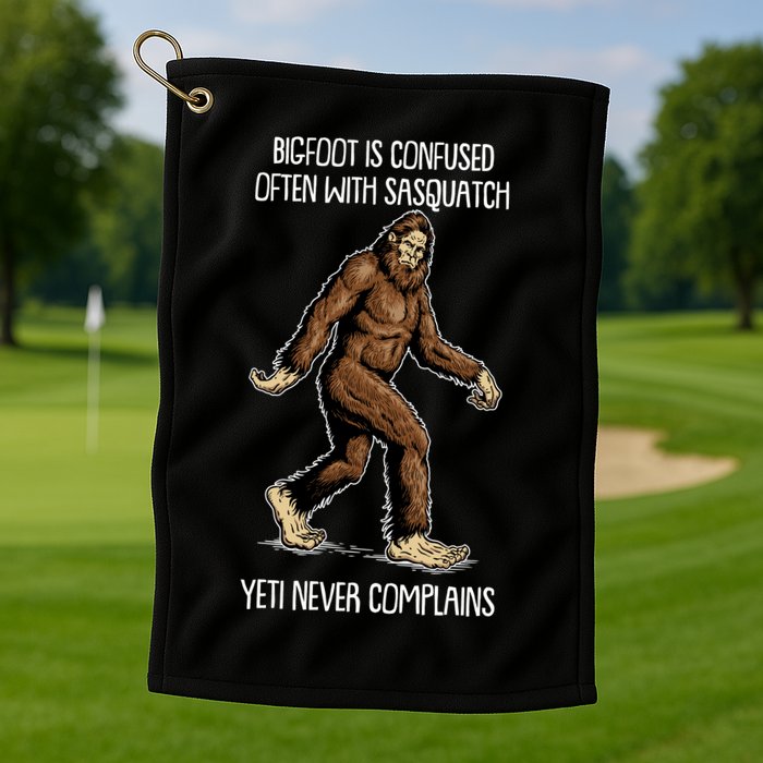 Funny Bigfoot Is Confused Often With Sasquatch Yeti Never Complains Golf Towel
