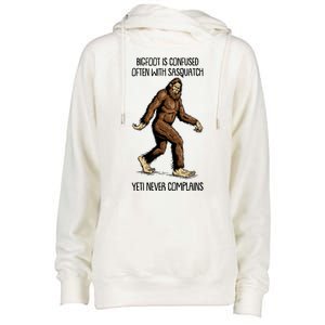 Funny Bigfoot Is Confused Often With Sasquatch Yeti Never Complains Womens Funnel Neck Pullover Hood