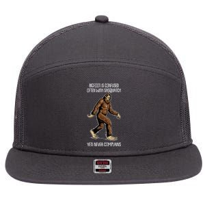 Funny Bigfoot Is Confused Often With Sasquatch Yeti Never Complains 7 Panel Mesh Trucker Snapback Hat