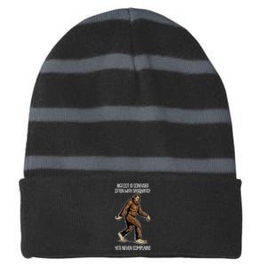 Funny Bigfoot Is Confused Often With Sasquatch Yeti Never Complains Striped Beanie with Solid Band