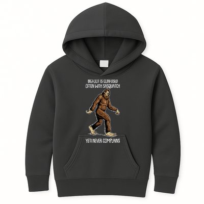 Funny Bigfoot Is Confused Often With Sasquatch Yeti Never Complains Kids Hoodie