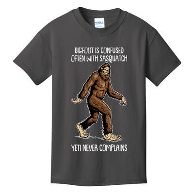 Funny Bigfoot Is Confused Often With Sasquatch Yeti Never Complains Kids T-Shirt
