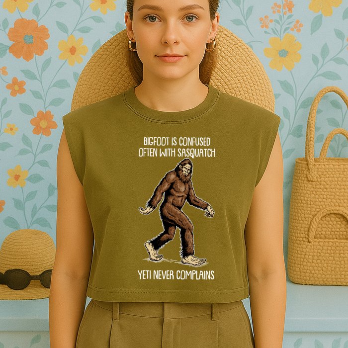 Funny Bigfoot Is Confused Often With Sasquatch Yeti Never Complains Garment-Dyed Women's Muscle Tee