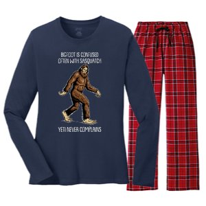 Funny Bigfoot Is Confused Often With Sasquatch Yeti Never Complains Women's Long Sleeve Flannel Pajama Set 