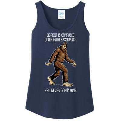 Funny Bigfoot Is Confused Often With Sasquatch Yeti Never Complains Ladies Essential Tank