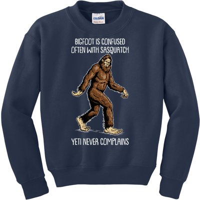 Funny Bigfoot Is Confused Often With Sasquatch Yeti Never Complains Kids Sweatshirt