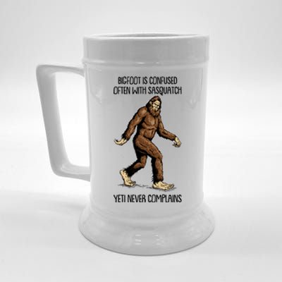 Funny Bigfoot Is Confused Often With Sasquatch Yeti Never Complains Beer Stein