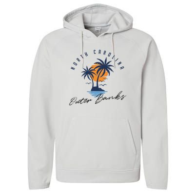 Famous Beach In North Carolina Souvenir Performance Fleece Hoodie