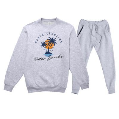 Famous Beach In North Carolina Souvenir Premium Crewneck Sweatsuit Set