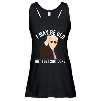 Funny Biden I May Be Old But I Get Shit Done Ladies Essential Flowy Tank