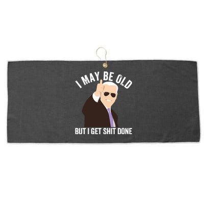 Funny Biden I May Be Old But I Get Shit Done Large Microfiber Waffle Golf Towel