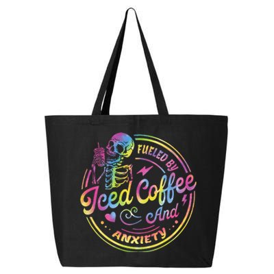 Fueled By Iced Coffee And Anxiety Skeleton Coffee Lover 25L Jumbo Tote