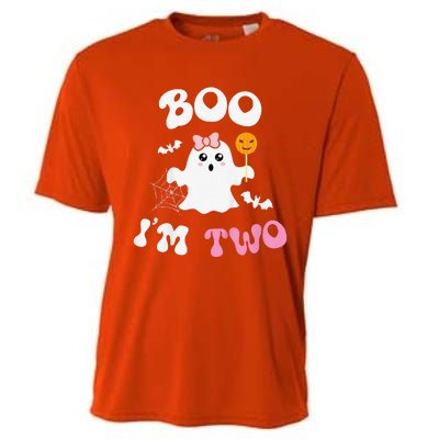 Funny Boo Im Two Ghost Second 2nd Birthday Groovy Halloween Cooling Performance Crew T-Shirt