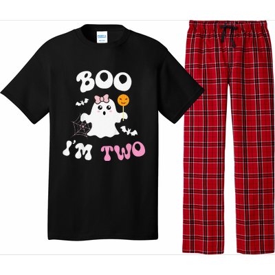 Funny Boo Im Two Ghost Second 2nd Birthday Groovy Halloween Pajama Set