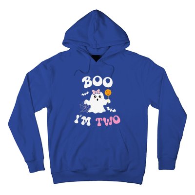 Funny Boo Im Two Ghost Second 2nd Birthday Groovy Halloween Hoodie