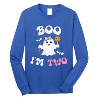 Funny Boo Im Two Ghost Second 2nd Birthday Groovy Halloween Long Sleeve Shirt