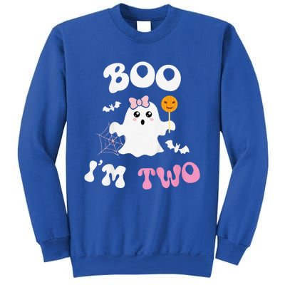 Funny Boo Im Two Ghost Second 2nd Birthday Groovy Halloween Sweatshirt