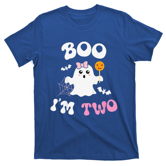 Funny Boo Im Two Ghost Second 2nd Birthday Groovy Halloween T-Shirt