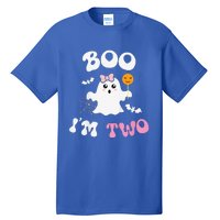 Funny Boo Im Two Ghost Second 2nd Birthday Groovy Halloween Tall T-Shirt