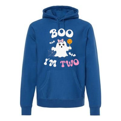 Funny Boo Im Two Ghost Second 2nd Birthday Groovy Halloween Premium Hoodie