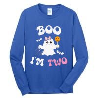 Funny Boo Im Two Ghost Second 2nd Birthday Groovy Halloween Tall Long Sleeve T-Shirt