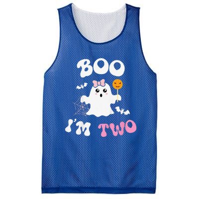 Funny Boo Im Two Ghost Second 2nd Birthday Groovy Halloween Mesh Reversible Basketball Jersey Tank