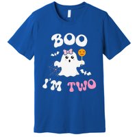 Funny Boo Im Two Ghost Second 2nd Birthday Groovy Halloween Premium T-Shirt