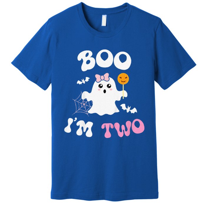 Funny Boo Im Two Ghost Second 2nd Birthday Groovy Halloween Premium T-Shirt