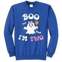 Funny Boo Im Two Ghost Second 2nd Birthday Groovy Halloween Tall Sweatshirt