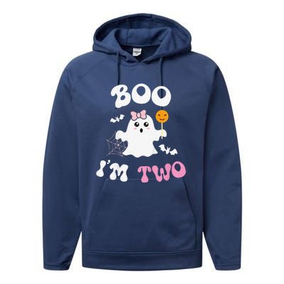 Funny Boo Im Two Ghost Second 2nd Birthday Groovy Halloween Performance Fleece Hoodie