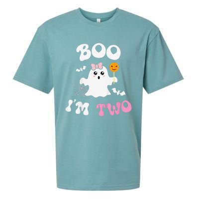 Funny Boo Im Two Ghost Second 2nd Birthday Groovy Halloween Sueded Cloud Jersey T-Shirt