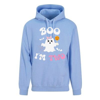 Funny Boo Im Two Ghost Second 2nd Birthday Groovy Halloween Unisex Surf Hoodie