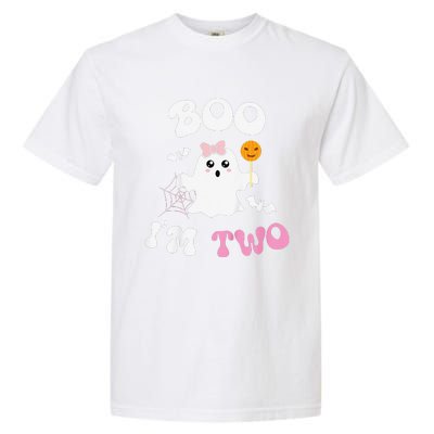 Funny Boo Im Two Ghost Second 2nd Birthday Groovy Halloween Garment-Dyed Heavyweight T-Shirt