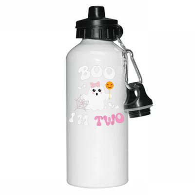 Funny Boo Im Two Ghost Second 2nd Birthday Groovy Halloween Aluminum Water Bottle