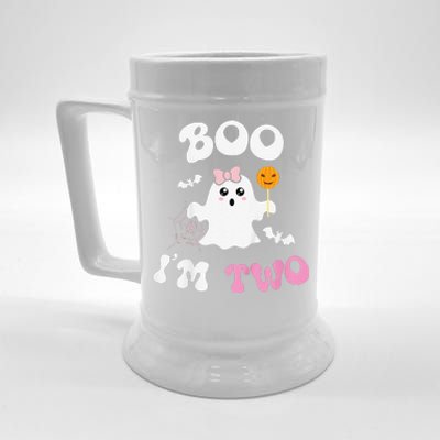 Funny Boo Im Two Ghost Second 2nd Birthday Groovy Halloween Beer Stein