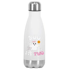 Funny Boo Im Two Ghost Second 2nd Birthday Groovy Halloween Stainless Steel Insulated Water Bottle