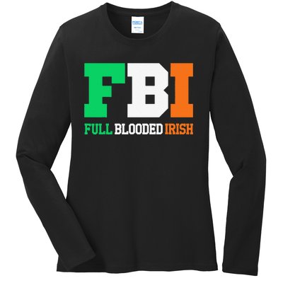 Full Blooded Irish Saint Patrick's Day Apparel Ladies Long Sleeve Shirt